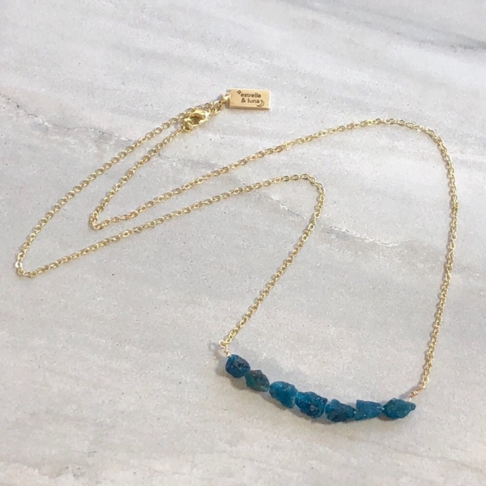 ❗️LAST❗️Raw Neon Blue Apatite Crystal Necklace - Picture 2 of 6